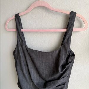 Charcoal Pinstripe Sleeveless Tank Top